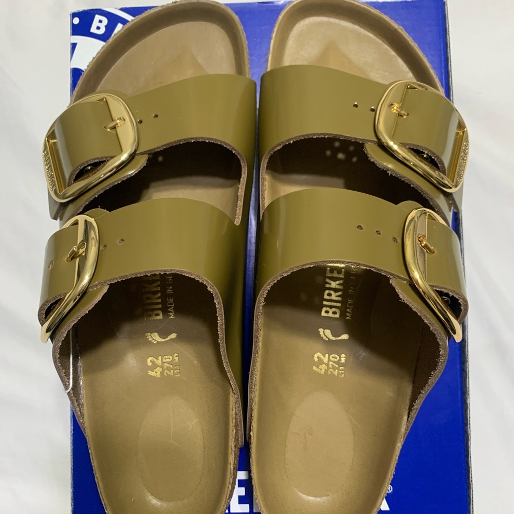 Arizona Big Buckle Mud Green Narrow Fit Authentic Birkenstock Sandal Brand New